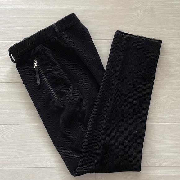 Prada Black Straight Leg Corduroy Pants with Logo on Zipper-pull. - Picture 4 of 14